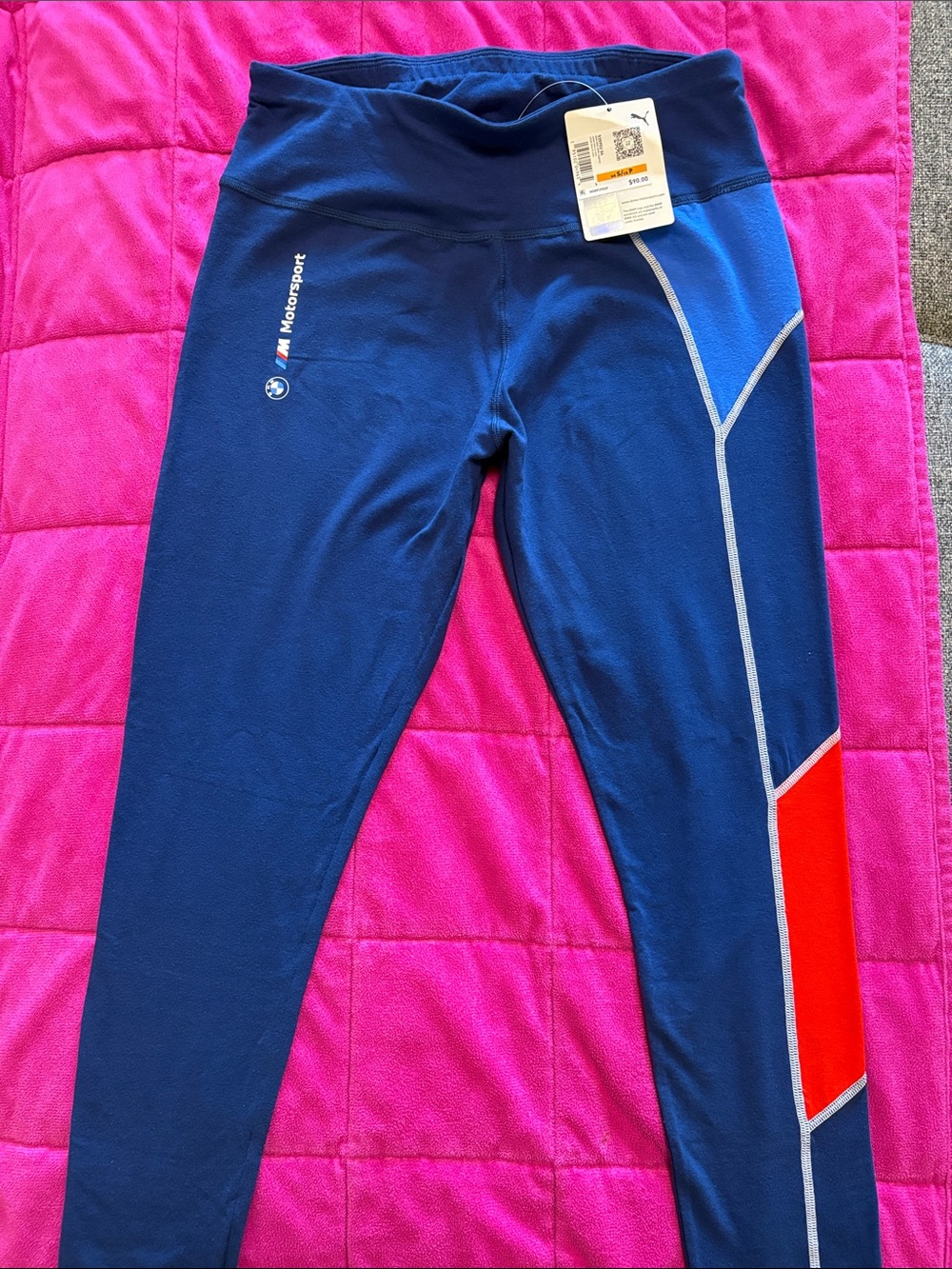 Puma Navy Leggings with Red and Light Blue Accents